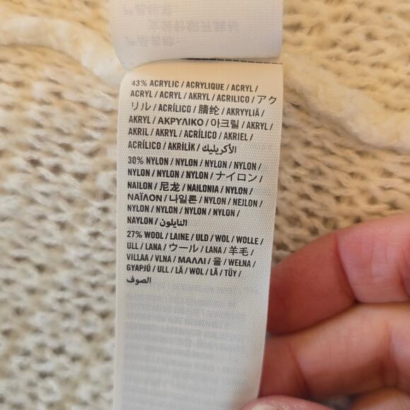 Abercrombie & Fitch Cardigan Women's S Cream Open Weave Wool Blend Casual Cozy - Picture 7 of 9